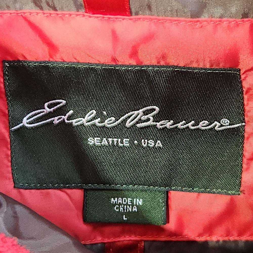 Eddie Bauer Vest Womens Large Red Quilted Puffer Full Zip Outdoor Warm Casual - Picture 2 of 7